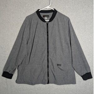 Koi Basics 450 Scrub Jacket Womens 3X Heather Gray Full Zip Clinical Attire